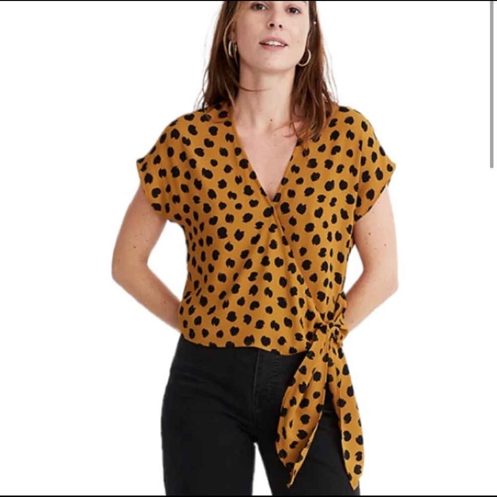 Madewell Sash-Tie Wrap Top in Painted Spots - S
